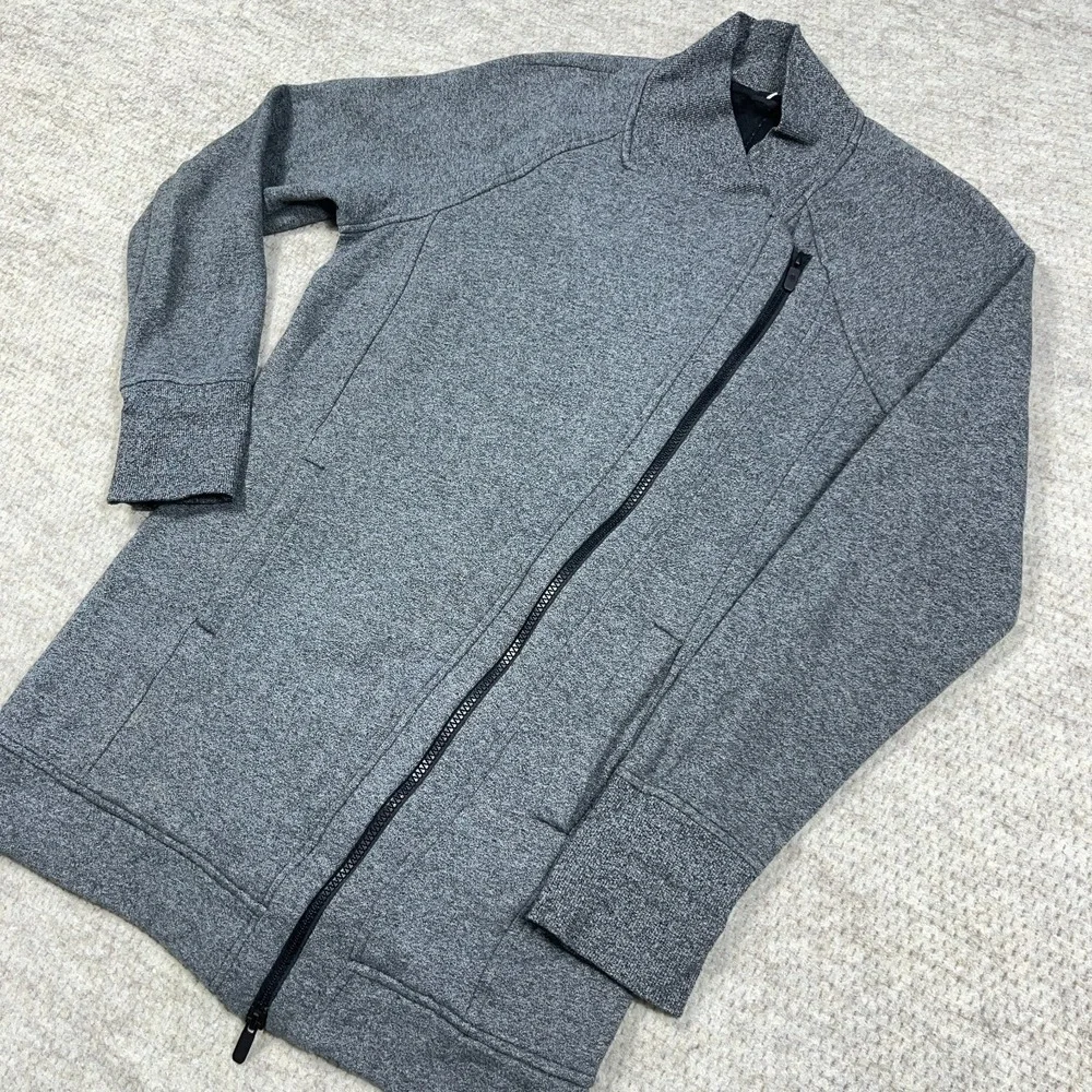 Lululemon Back To It‎ Wrap Fleece Jacket Heathered Stretch Full Zip Gray Size 6